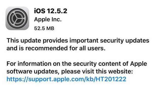 汉中苹果手机维修分享iOS12.5.2发布，建议所有老苹果用户安装 